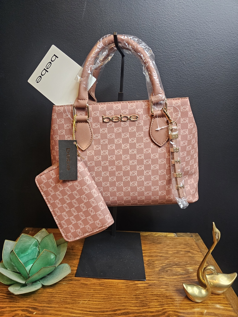 bebe Blush Pink Adele Set With Wallet And Charm